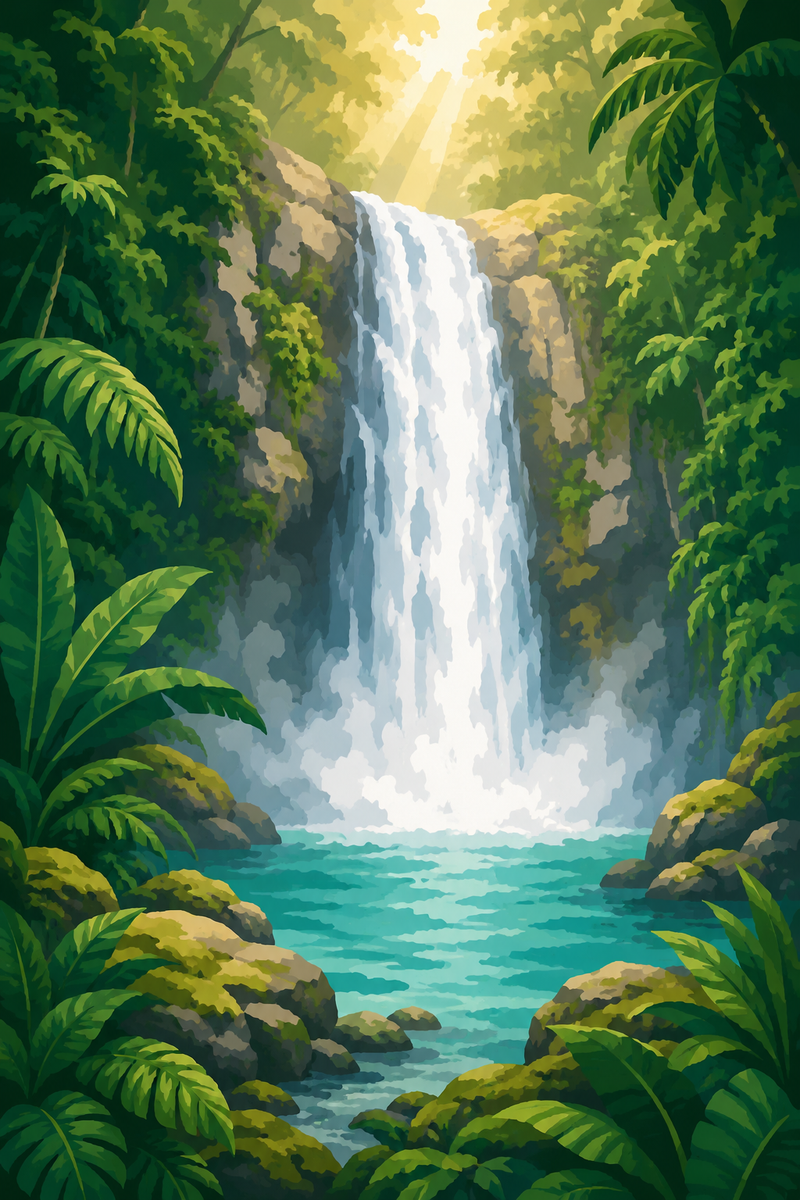 Cascade Tropicale — kit peinture par numéros Mozzou
