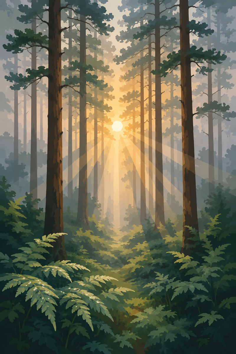 Forêt Brumeuse — kit peinture par numéros Mozzou