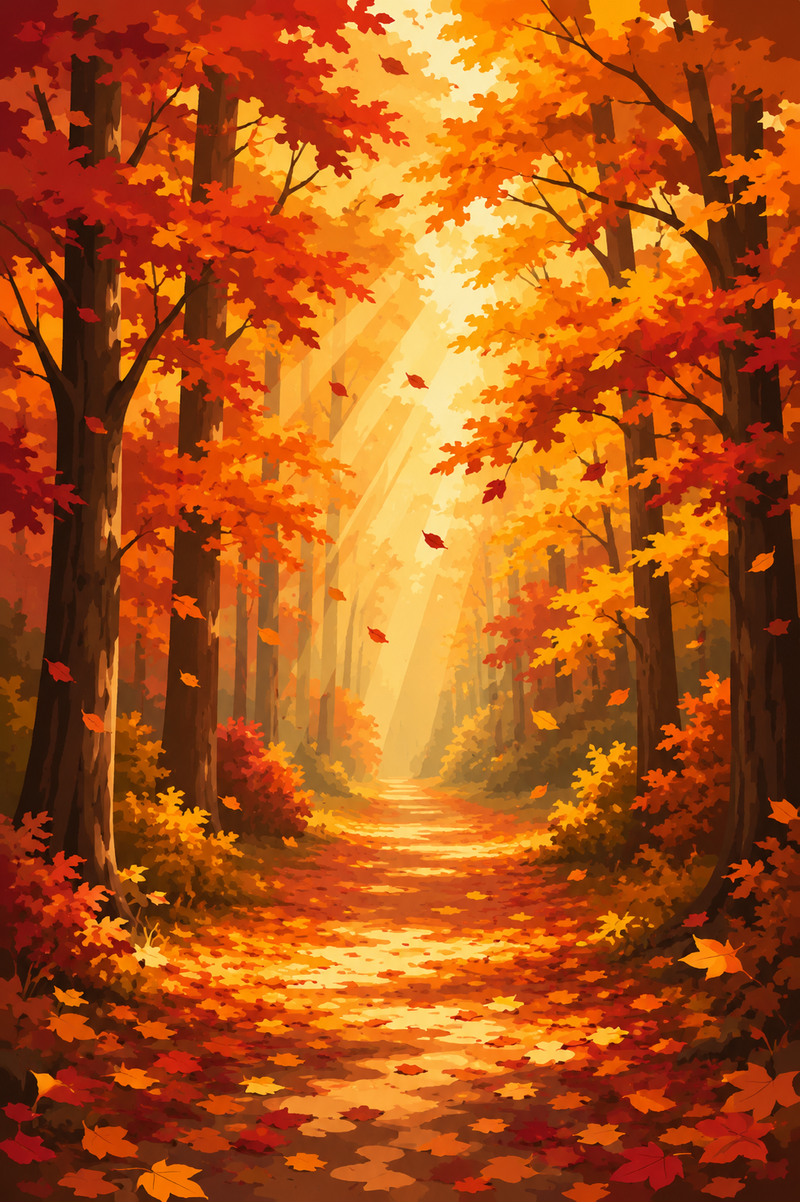 Sentier en Automne — kit peinture par numéros Mozzou