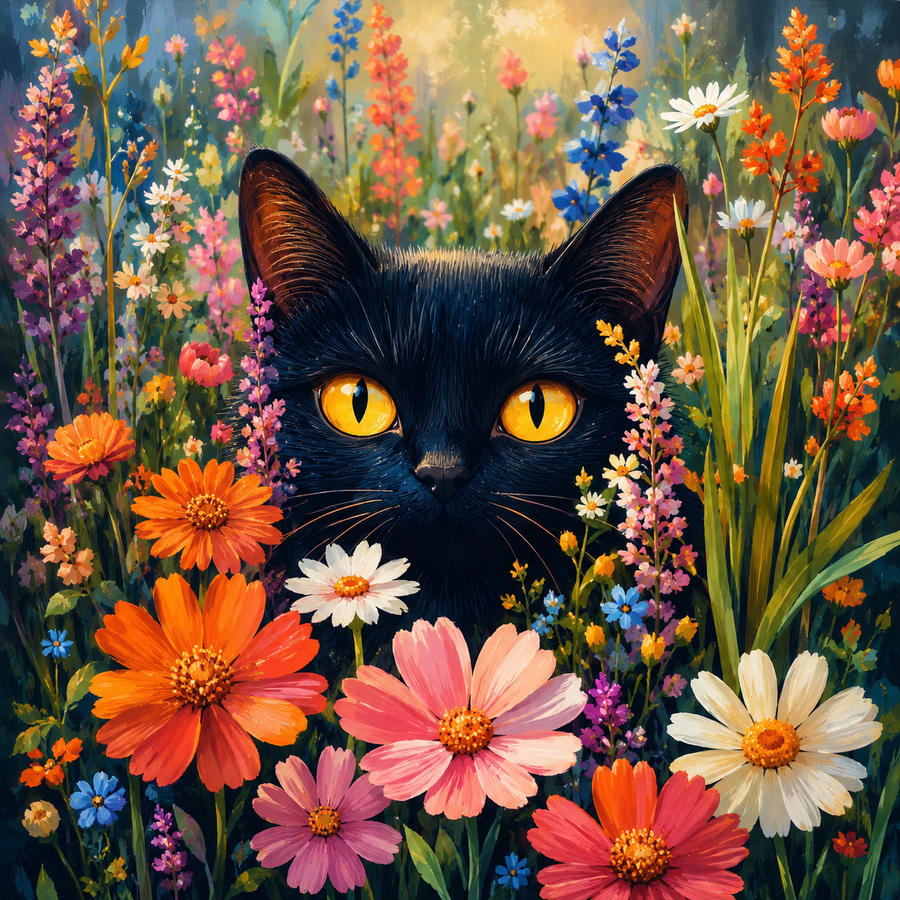 Chat Fleuri — kit peinture par numéros Mozzou