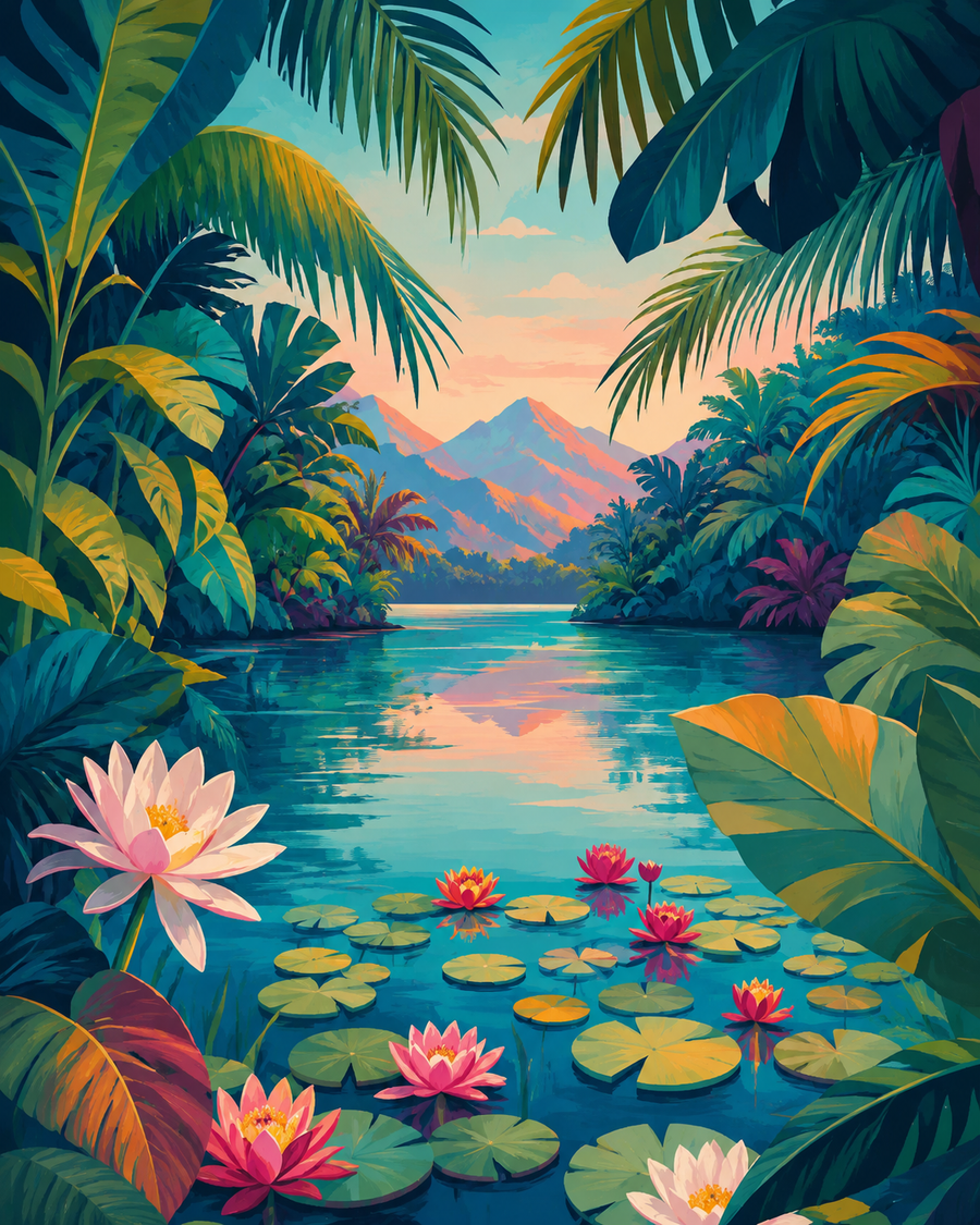 Lotus Tropical — kit peinture par numéros Mozzou