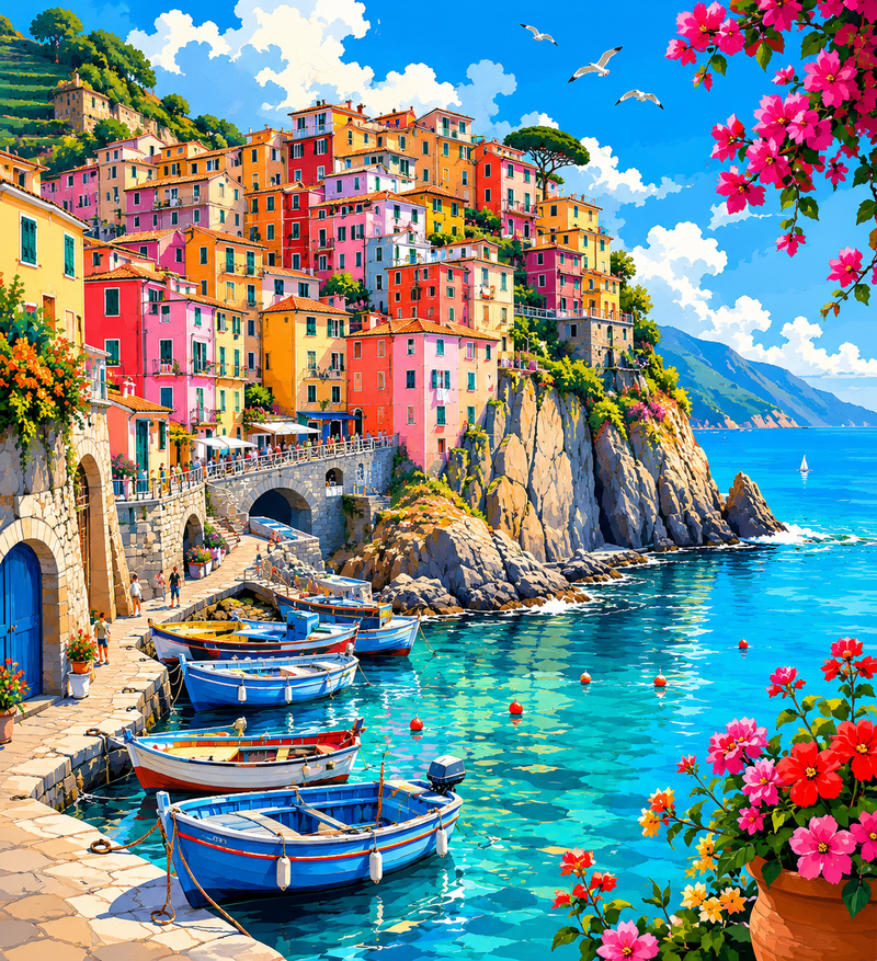 Cinque Terre — kit peinture par numéros Mozzou