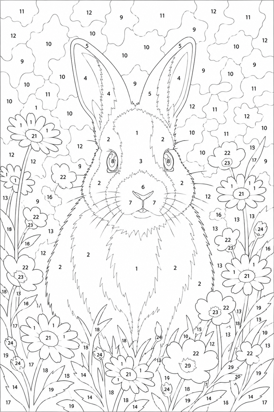Lapin dans les Fleurs