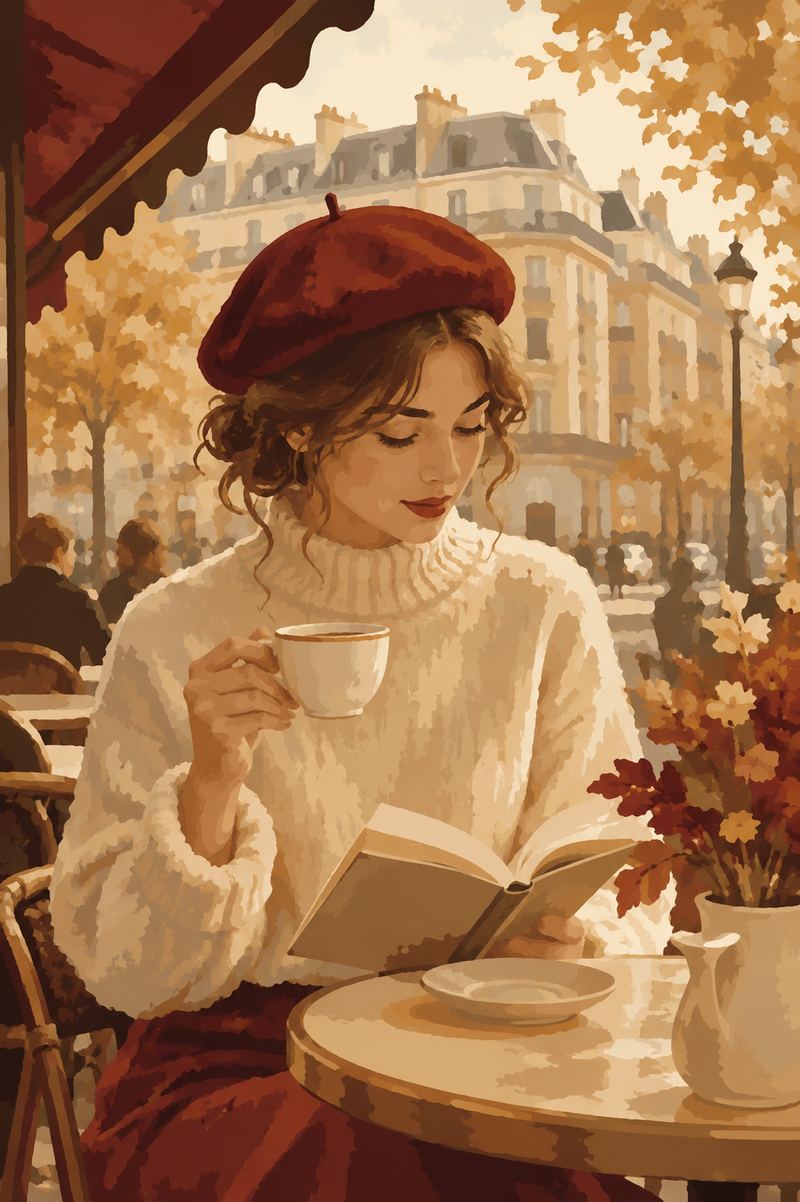 Lectrice au Café — kit peinture par numéros Mozzou