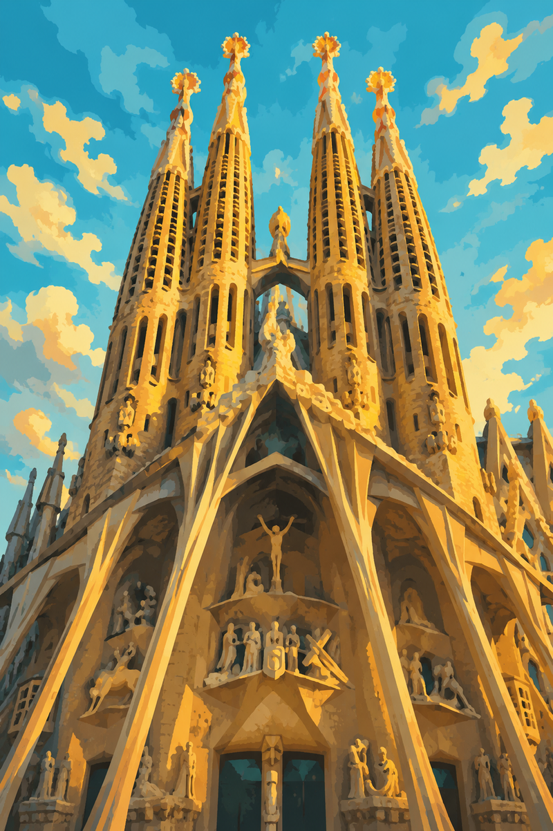 Sagrada Familia — kit peinture par numéros Mozzou